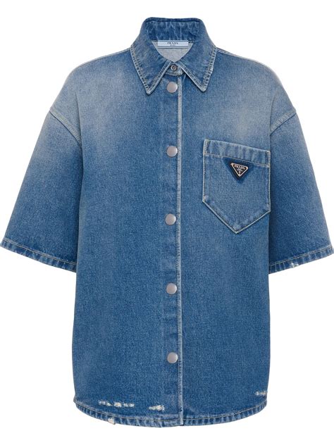 prada jeans damen|Prada denim shirt.